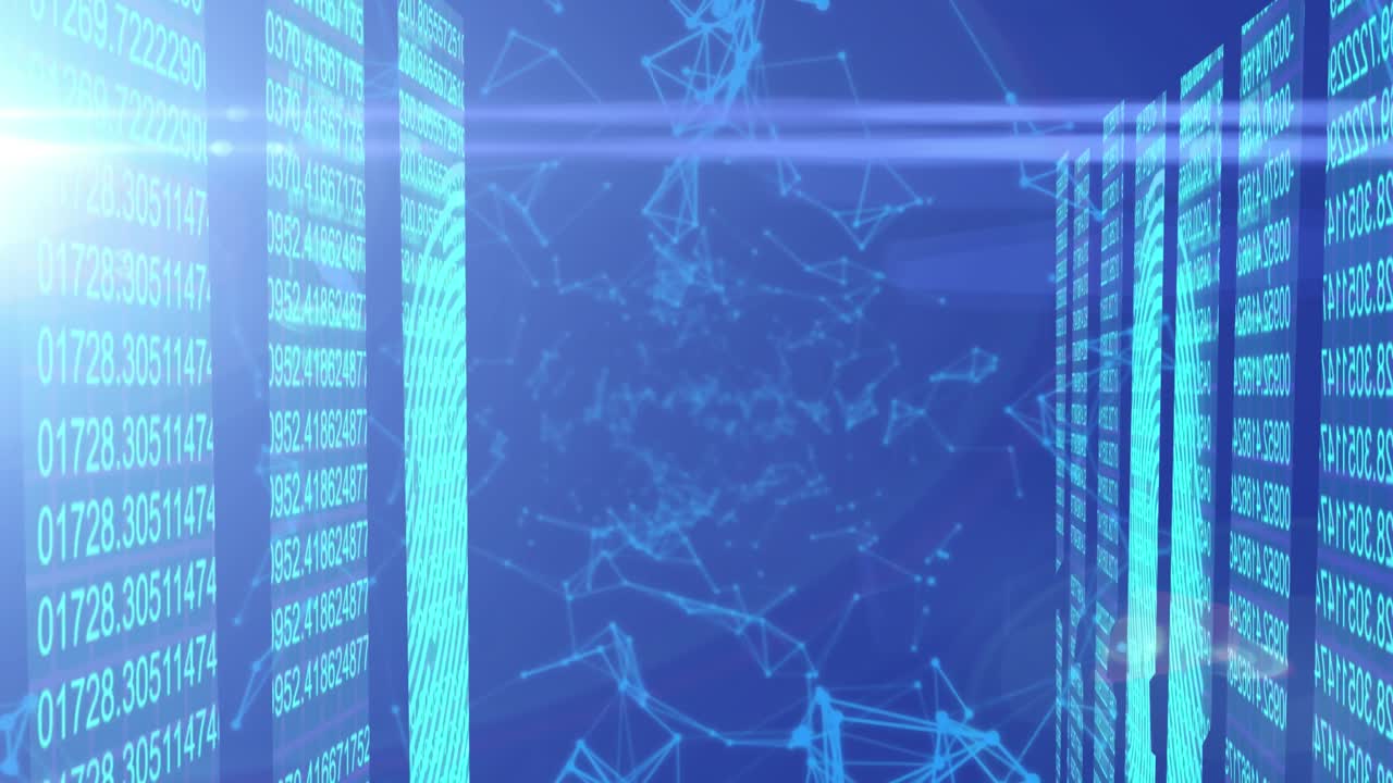 Animation of network of connections on blue background