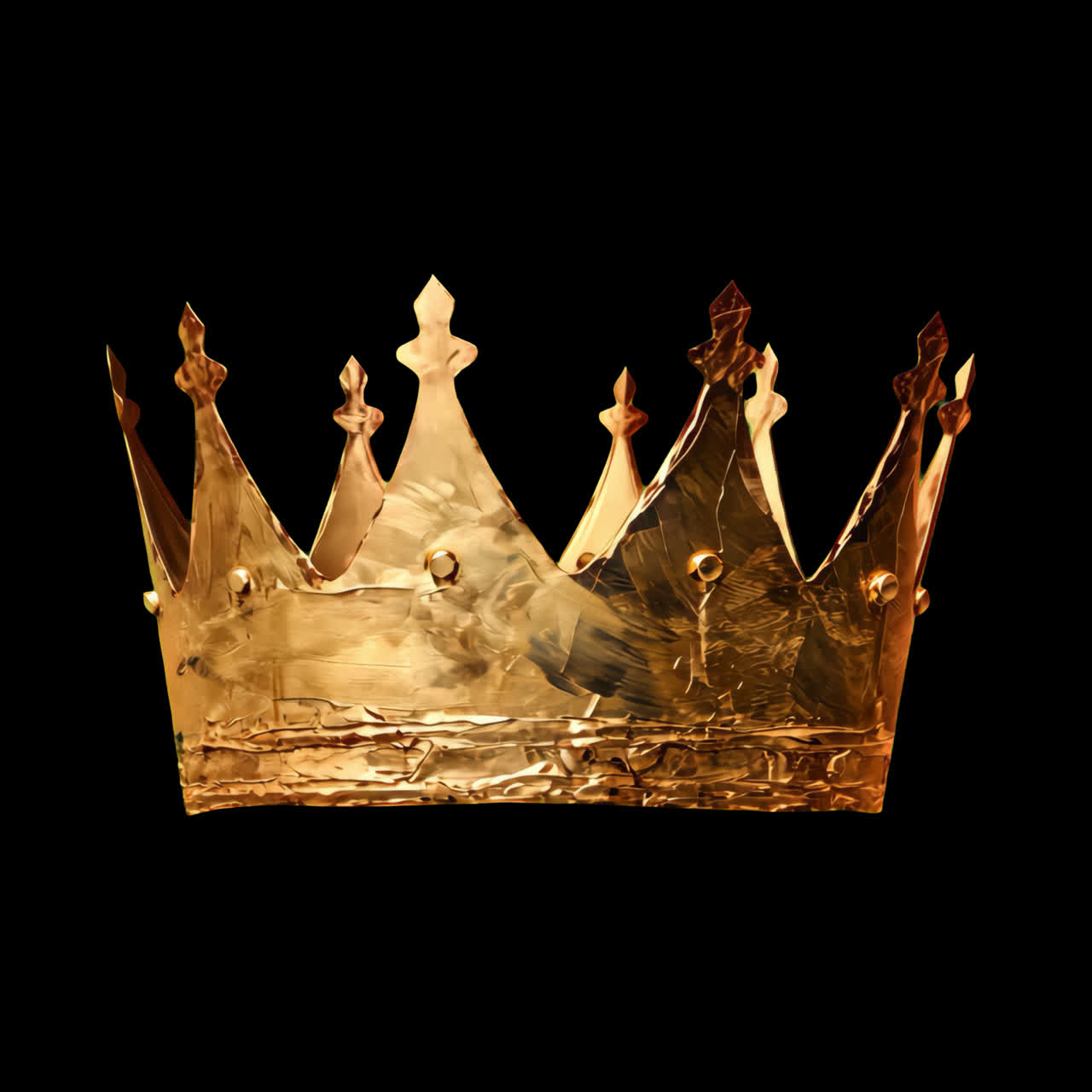 Golden crown symbolizing royalty animation isolated asset, transparent 4K video, alpha channel