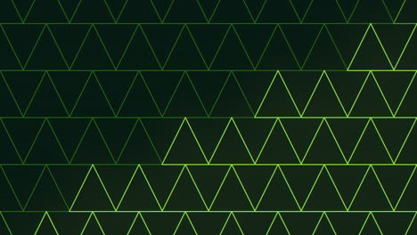 patrón de triángulos geométricos de neón verde con efecto de pulso