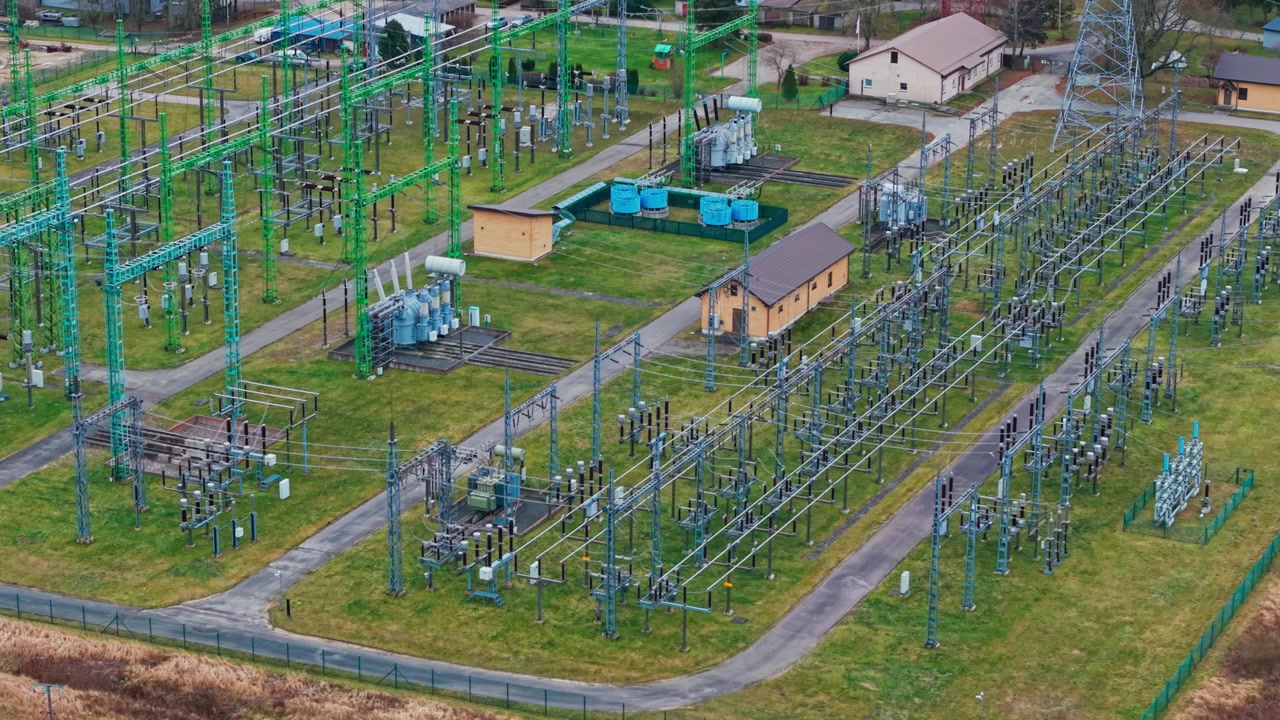 Detailed aerial view showcases strategic power assets vital for grid stability
