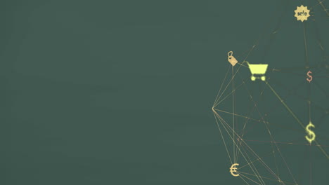 animación de un globo de iconos digitales girando contra un fondo gris