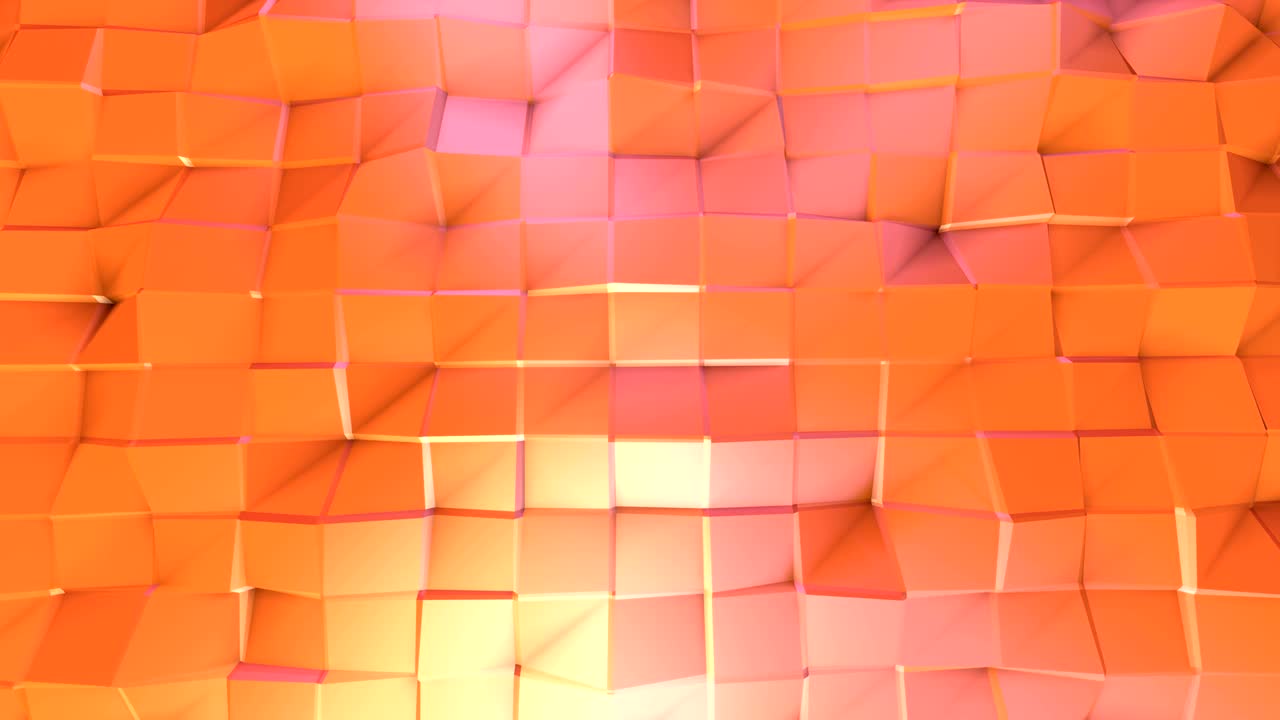 abstracto simple rosa naranja baja poli superficie 3d como visualización matemática. fondo de movimiento de baja poli geométrica suave de desplazamiento de polígonos rojos naranja puros. fondo de bucle sin costuras 4k fullhd
