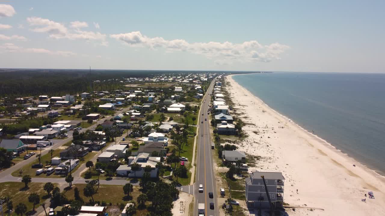 Florida beach town along coastline during the summer.
