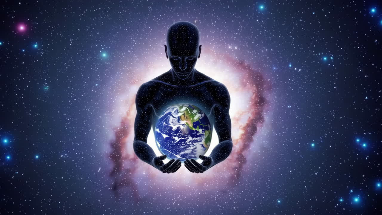 Human Holding Earth in Space