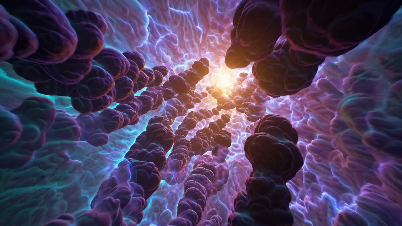 Abstract Glowing Tunnel with Organic Structures