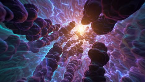 abstract glowing tunnel with organic structures