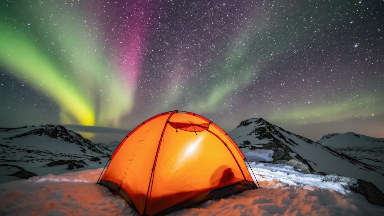 북극광 에서 캠핑하는 것
