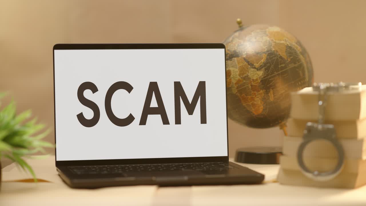 truffa visualizzata sullo schermo del portatile legale