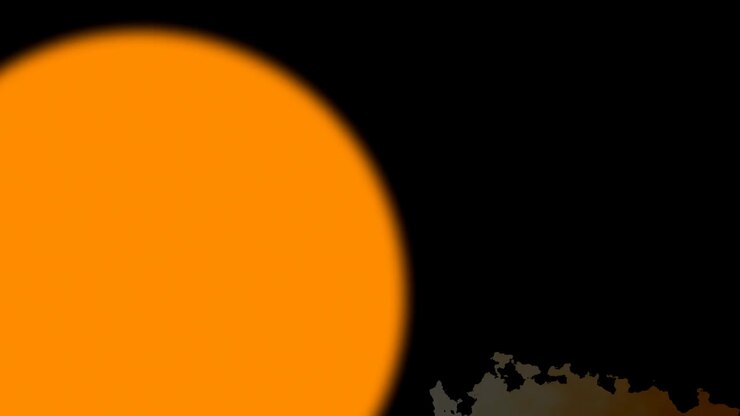 Abstract Blurred Orange Circle Moving Against Black Background