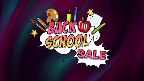 Animation-of-back-to-school-sale-text-banner-against-abstract-textured-purple-gradient-background