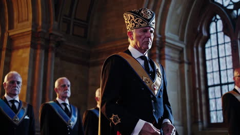 ceremonia masónica en un edificio histórico