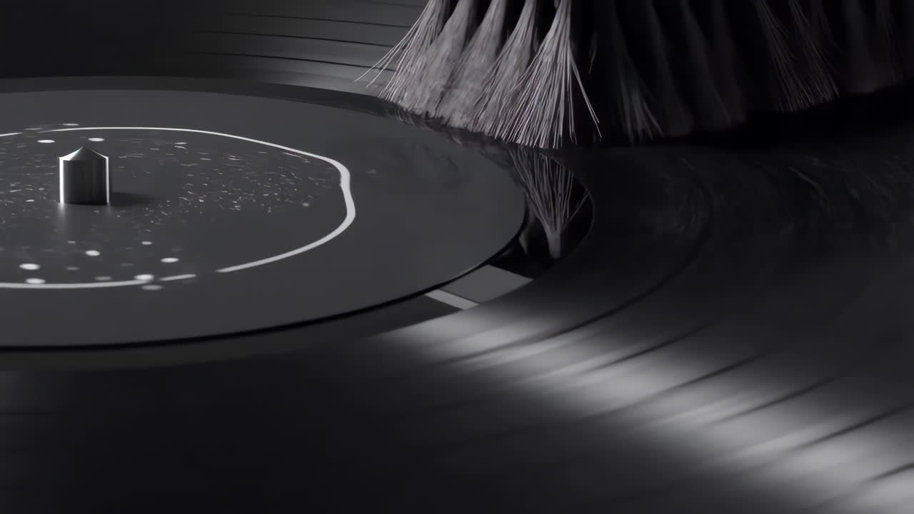 Cleaning a Vinyl Record with a Brush