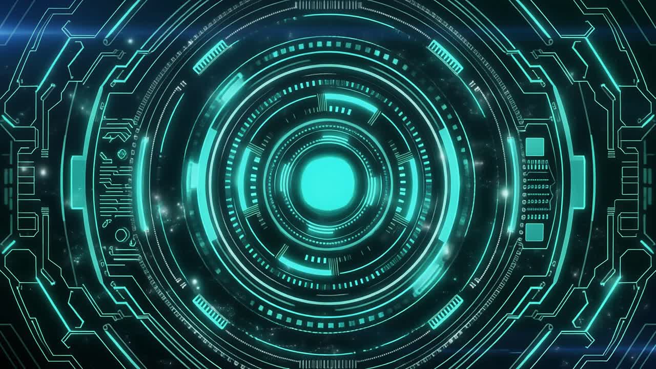 Loop continuo di un'interfaccia HUD digitale futuristica.