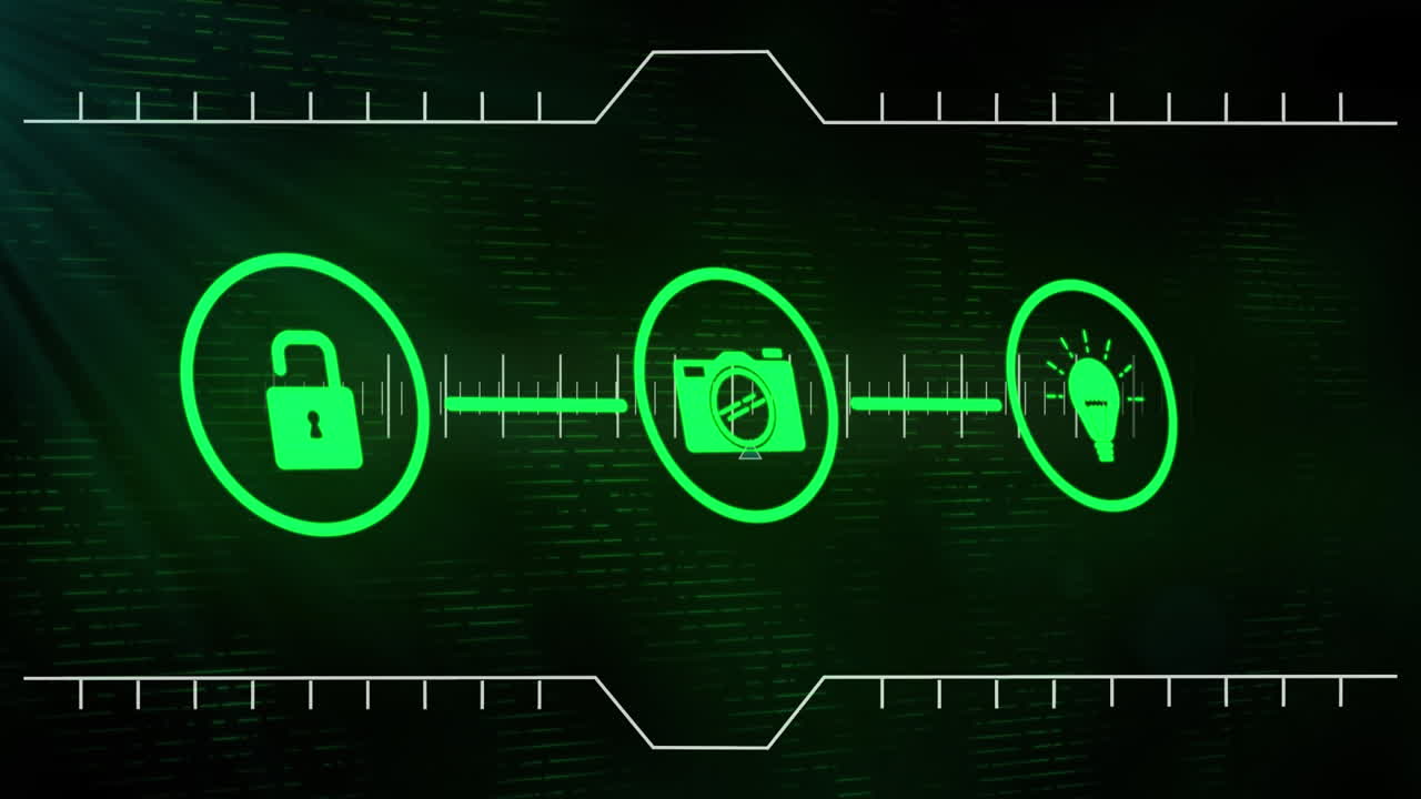 녹색 바탕에 디지털 아이콘으로 연결된 애니메이션