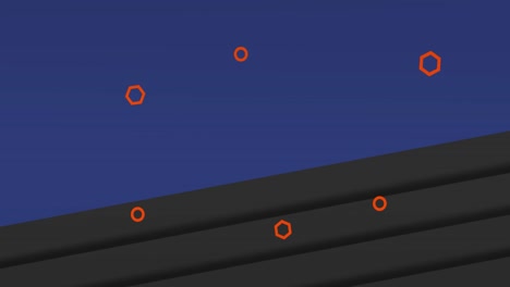 animación de patrón de hexágonos rojos sobre fondo marrón y azul