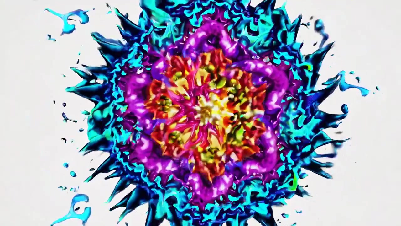 Esplosione astratta di vernice liquida colorata e movimento vorticoso