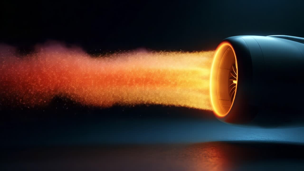 A Captivating Close-Up of an Engine Nozzle with Vivid Turbulent Exhaust Plume Illustrating the Dynamic Forces of Jet Propulsion and Thermal Energy in Motion
