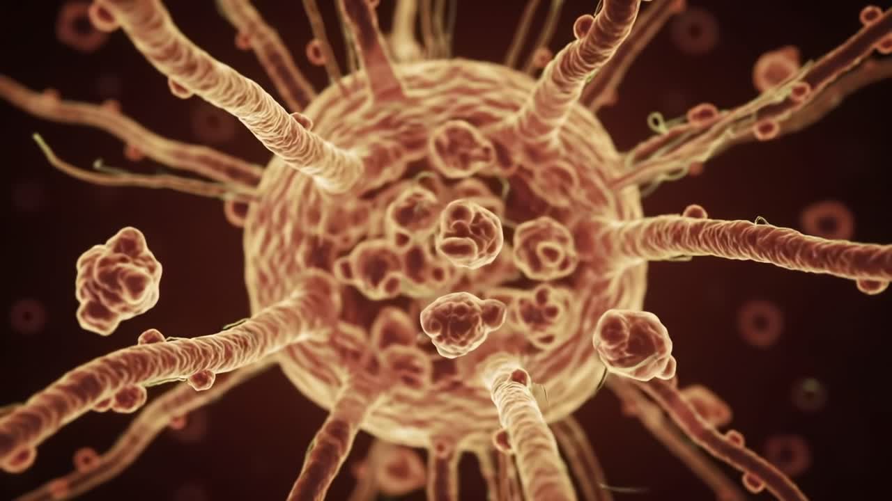 A Detailed Close-Up View of a Microbial Structure Showcasing Cellular Extensions and Surface Features, Highlighting Its Intricate Design and Functionality at a Microscopic Level