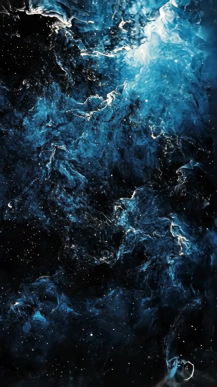 Ethereal Blue and White Nebula with Sparkling Particles in Space