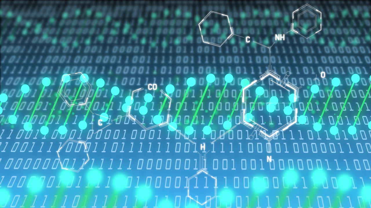 데이터 처리를 통해 dna 스트랜의 애니메이션