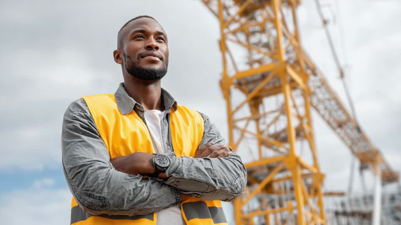 Construction worker with crane