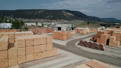 tablas de madera de canadá en un aserradero de madera - pila de tablas aserradas