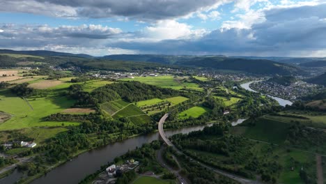 beautifull hilly landscape around the geisberg near schoden in the saarburg-kell municipality in the trier-saarburg district.