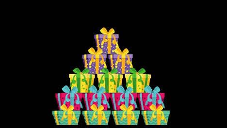 animation of appearance the gift box pyramid and disappearance.