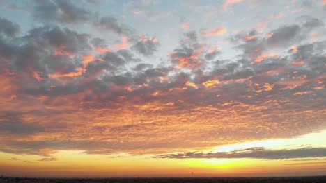 amazing view of the red clouds at the sunset time.