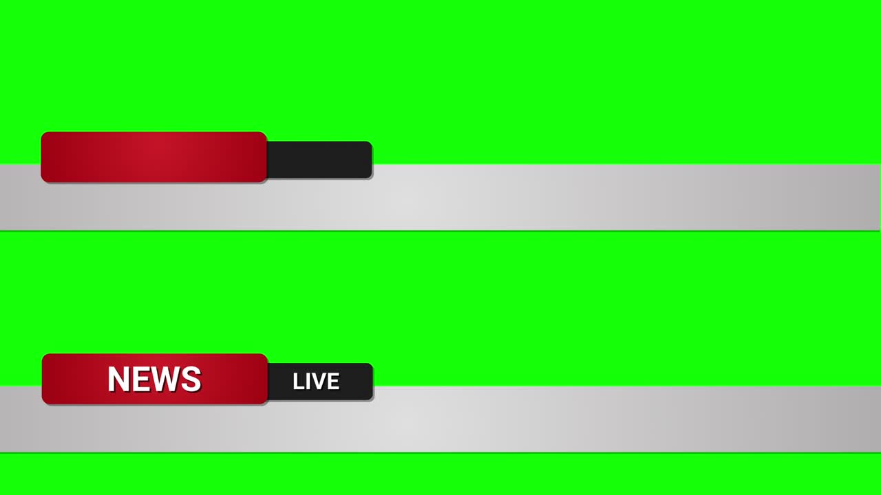 Animated lower third breaking news live, broadcasting studio. Green screen chroma key