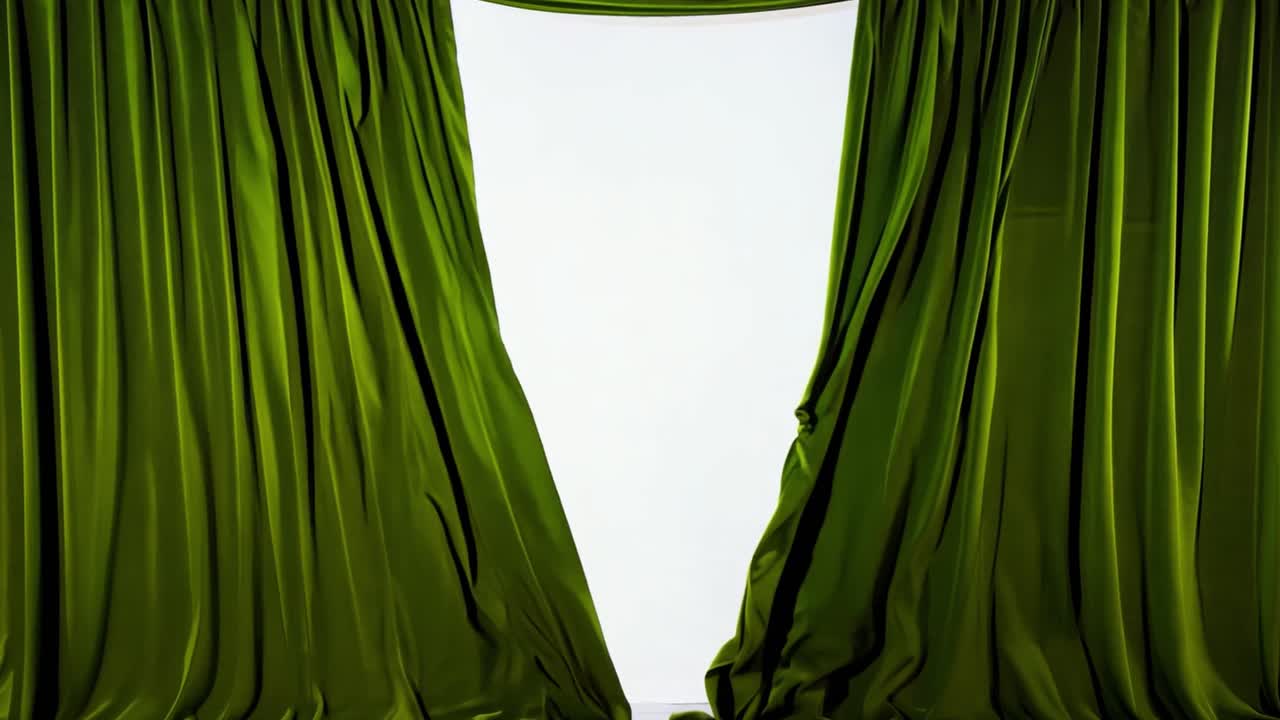 Green Curtains on White Background