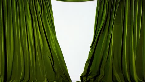 green curtains on white background