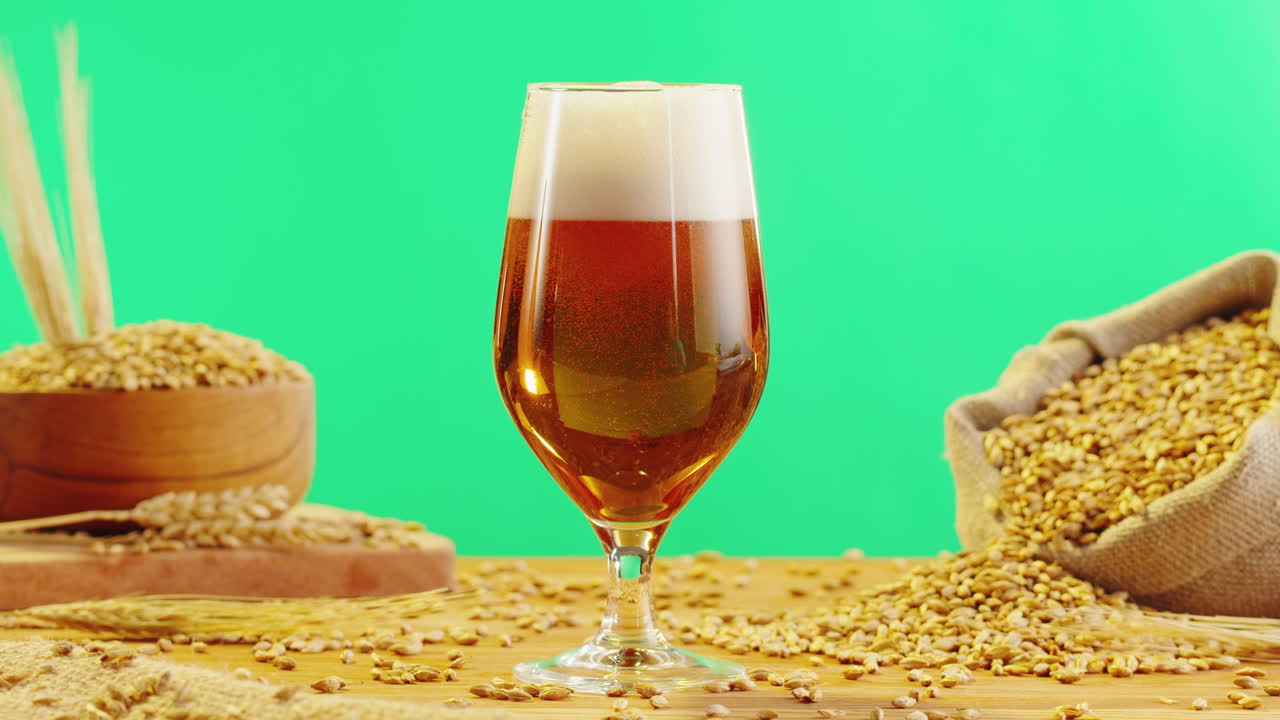 Glass of Beer with Barley Grains