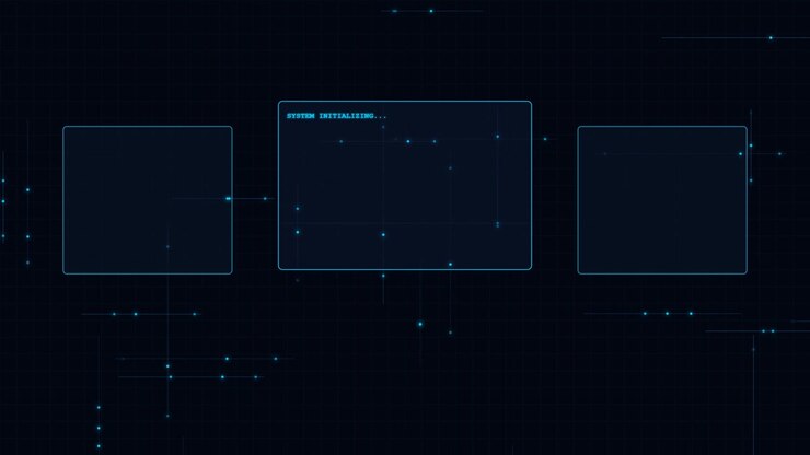 Digital Interface With System Initializing Text and Moving Data Lines