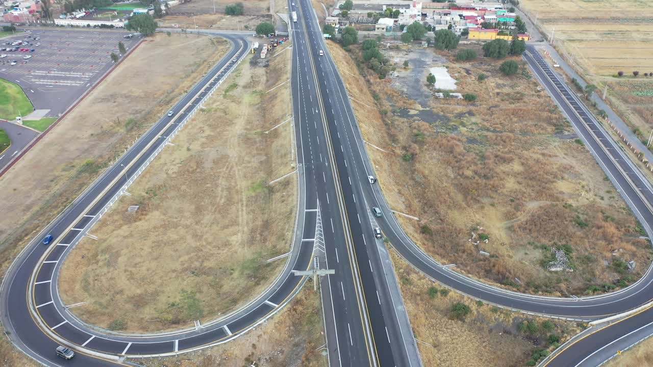 Aerial view of the road to chalco by the outdoor circuit mexiquence state of Mexico