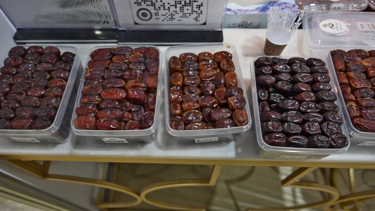 A variety of Emirati date types displayed during the Al Dhaid Dates Festival 2024