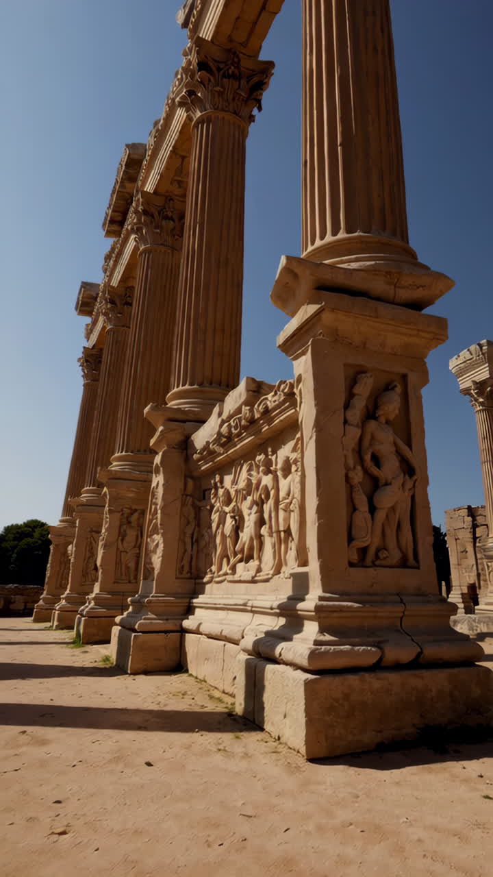 Ancient Roman Ruins with Carved Bas-Reliefs