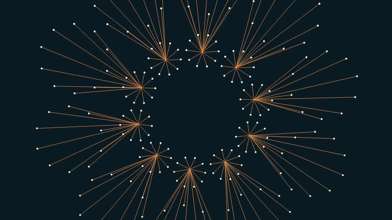 검은 바탕에 선과 점의 원형 패턴