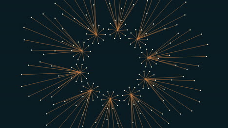 Circular pattern of lines and dots on black background
