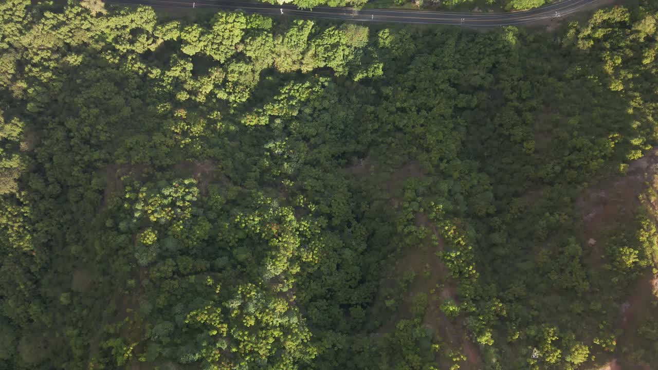 vista de arriba hacia abajo de la caminata del león agazapado en oahu