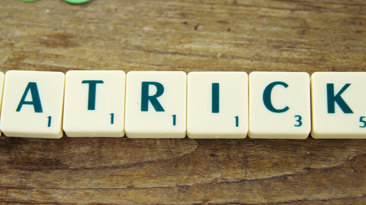 Close up view of st patricks day bananagram message