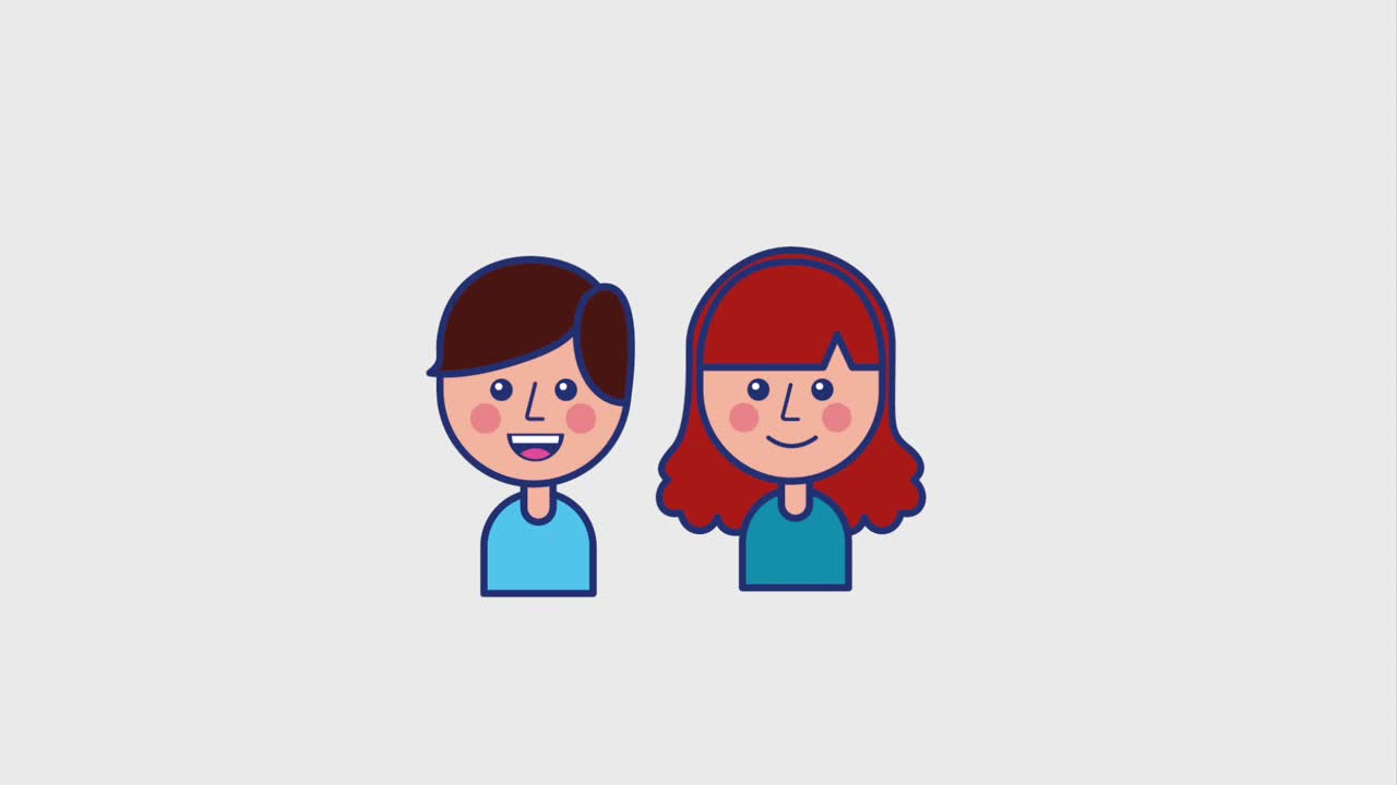 행복 한 소년 과 소녀 가 대화 하는 초상화