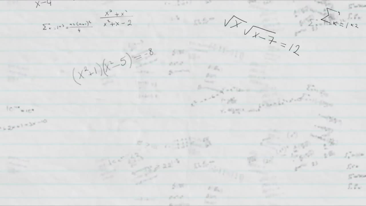 Animazione di formule matematiche in movimento su sfondo bianco