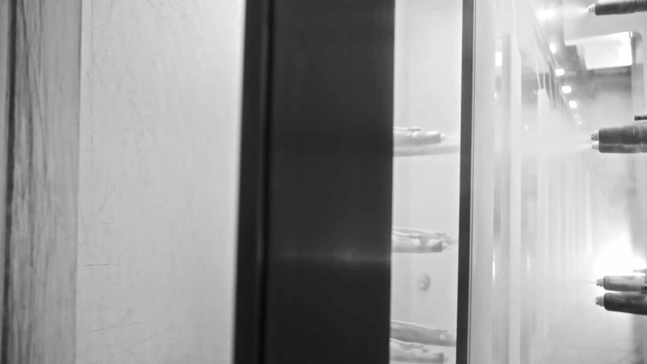 автоматизированный процесс распыляющей краски во время производства деталей на заводе