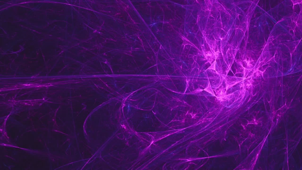 fuego de plasma púrpura, hermoso caos de llamas abstractas que giran alrededor y un telón de fondo futurista sin fin
