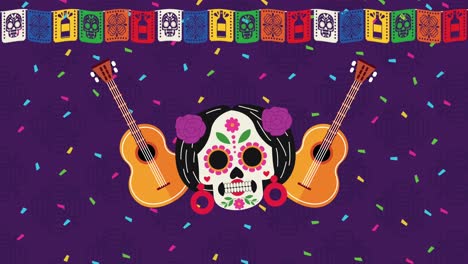 celebración del día de los muertos con el cráneo de la cabeza de katrina