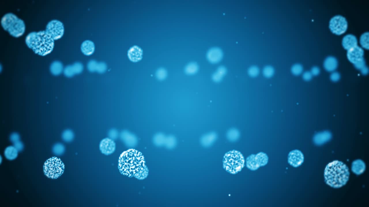 célula de virus en forma esférica. virus patógenos que causan infección. animación en bucle de virus humanos. microorganismo bacteriano. brote de enfermedad viral.