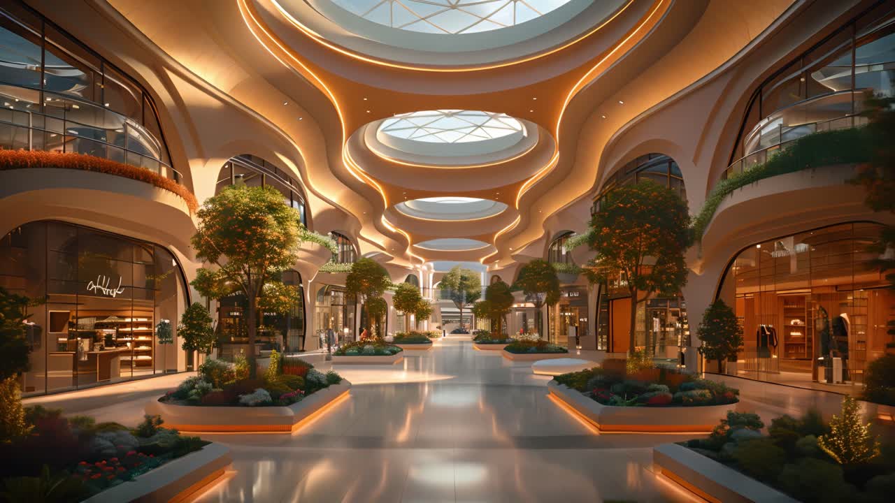 Futuristic and Elegant Shopping Mall Interior