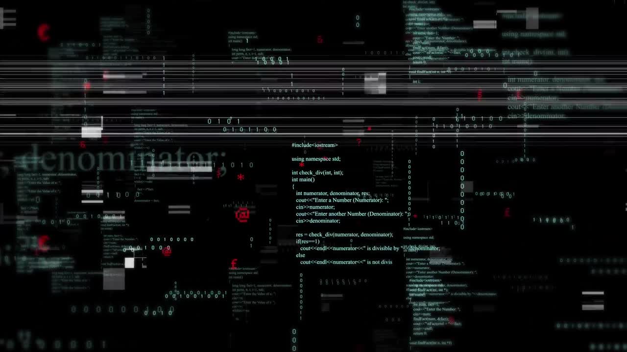 animación del procesamiento de datos sobre un fondo negro