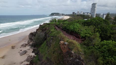 mick schamburg park lookout between the north burleigh and miami beach in queensland, australia. - aerial shot